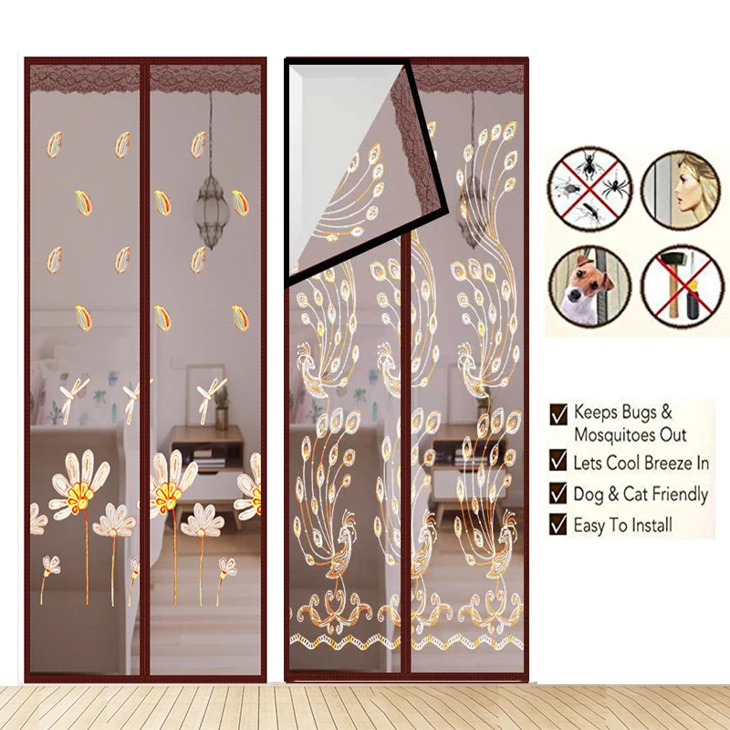 

Anti Insect Fly Bug Mosquito Door Curtains Magnetic Door Screen Mesh Net Automatic Closing rideau de porte 90*210cm/100*210cm