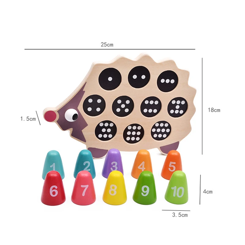 Детские игрушки Монтессори Обучающие деревянные игрушки математическая игрушка мультфильм красочный Ежик совпадающие цифры младенческой ребенка подарок