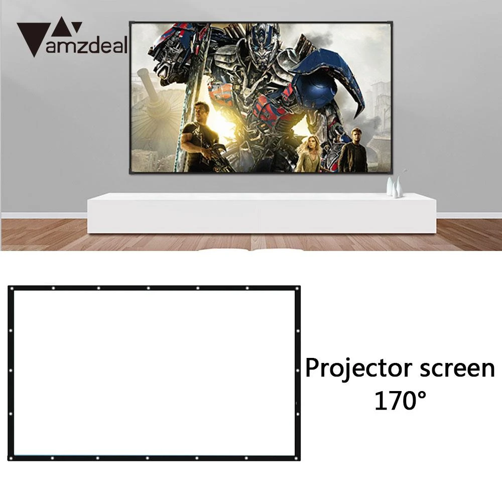 Pantalla de proyección cine proyector portátil Conferencia 170 grados proyector cortina poliéster Manual|Pantallas para proyectores| AliExpress