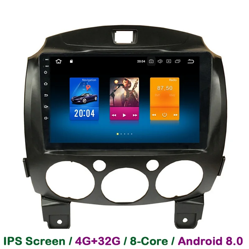 Discount Aotsr Android 8.0 Car DVD Player Autoradio GPS Navigation for Mazda 2 9 inch IPS Screen Mirror-link Bluetooth no DVD 2 din radio 1