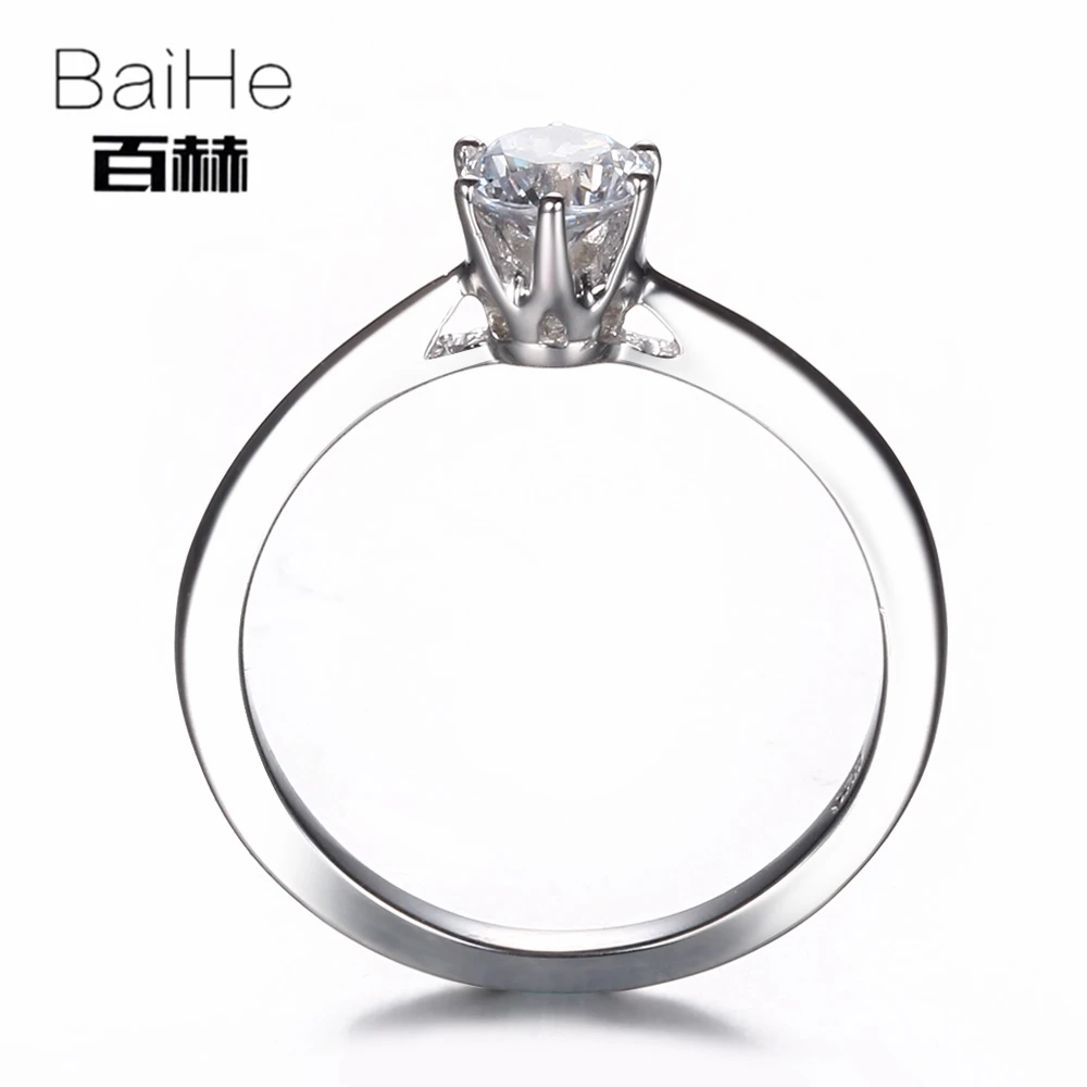 BAIHE Стерлинговое Серебро 925 0.89ct Сертифицированный безупречный подлинный AAA Градуированный кубический цирконий Свадебные женские модные ювелирные изделия кольцо
