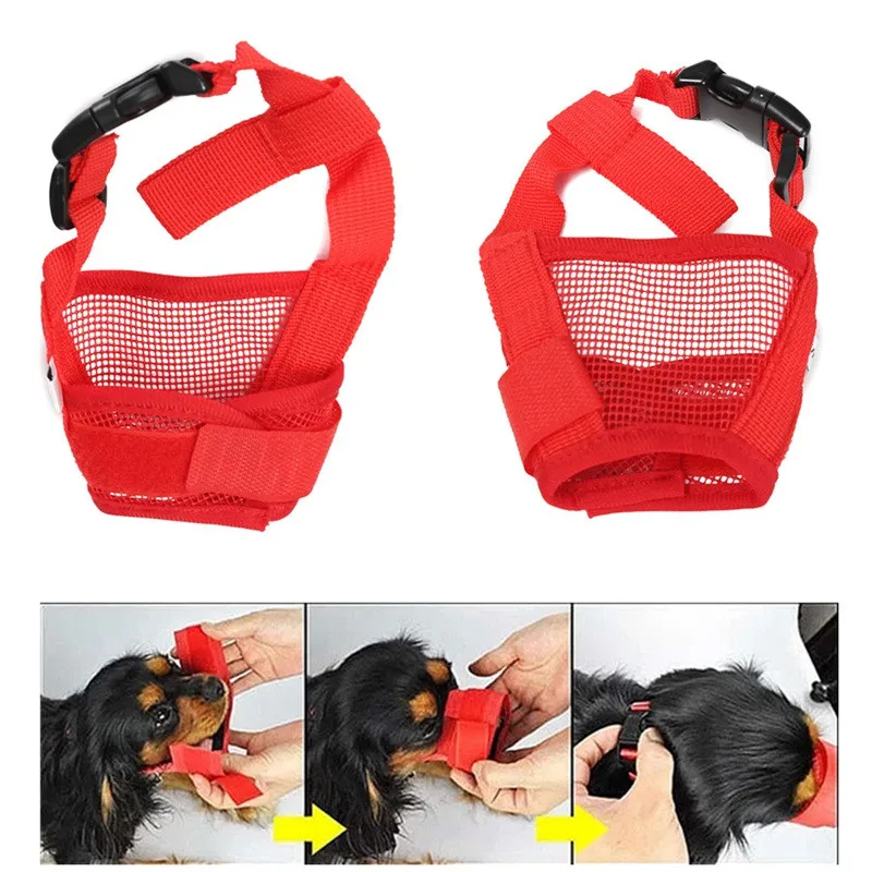 Pet Puppy Dog нейлоновый материал Регулируемая Маска Для лай на рот антинамордник