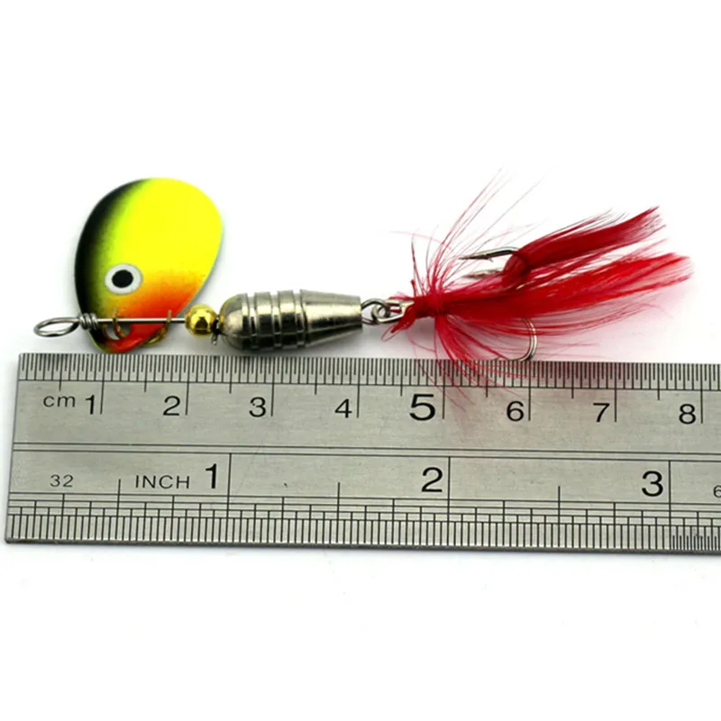 Attractive 5pcs 6g Lures Metal Spinner Spoon Fishing Lure Hard Baits Sequins Noise Paillette with Feather Treble Hook Tackle 