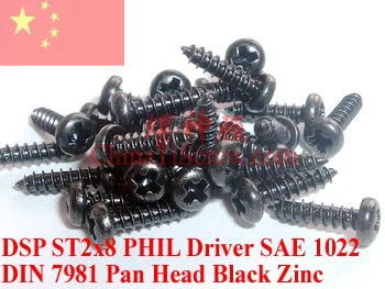 

Self Tapping screw ST2x8 DIN 7981 Pan head PHIL Bloack Zinc 100 pcs