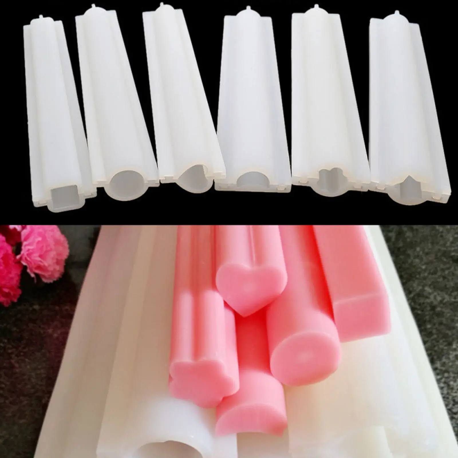 Buy 6 kinds Long silicone tube mold Small Size heart Shaped Silicone Tube Soap