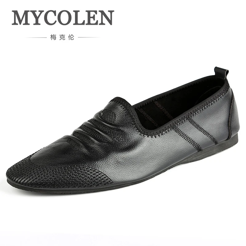 

MYCOLEN Men Casual Leather Loafers Luxury Brand Top Fashion Comfortable Black Solid Leather Driving Moccasins Soulier Homme