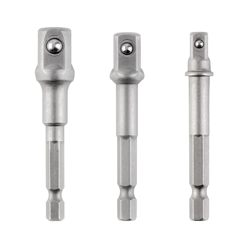 

3pcs/set Chrome Vanadium Steel Socket Adapter Hex Shank to 1/4" 3/8" 1/2" Extension Drill Bits Bar Hex Bit Set Conversion Tool
