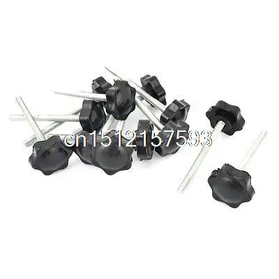

M6 x 70mm Male Thread 32mm Star Head Dia Screw On Type Clamping Knob 12Pcs