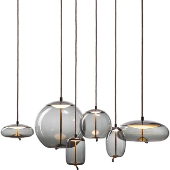 

Nordic LED Pendant Lights Restaurant Glass Creative Art Minimalist Bedroom Corridor Dining Room Decor Industrial Kitchen Lamps