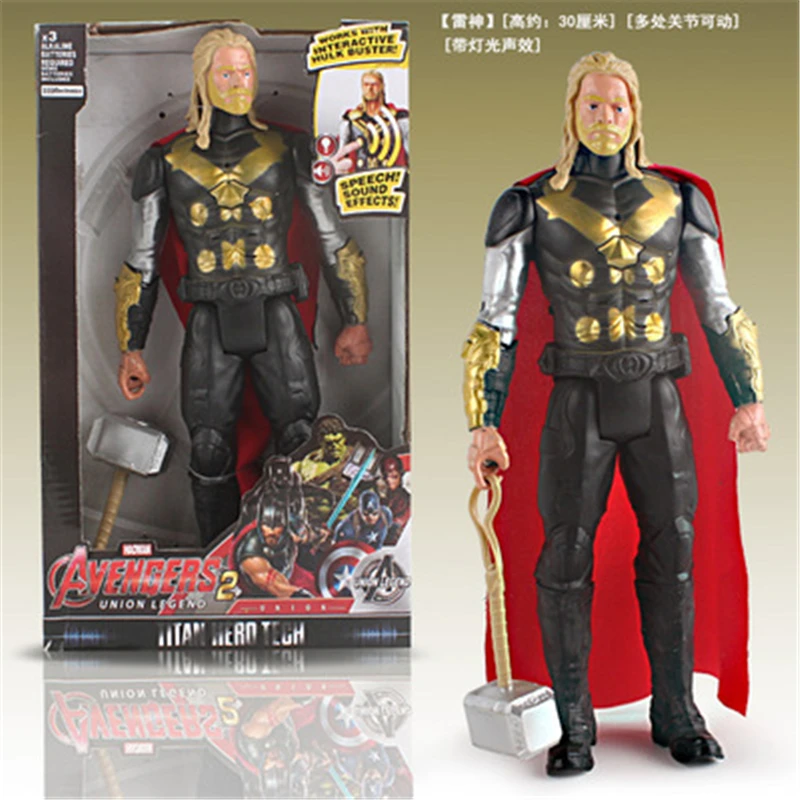 7 Styles LED 30cm avengers cool hero Titan Thanos hulk movable action anime figure toys for children Christmas gift with sound