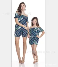 ZOGAA 2019 Lotus Leaf Jumpsuit Stripe Shoulder Mother Daughter Dresses Geometric Moeder Dochter Kleding