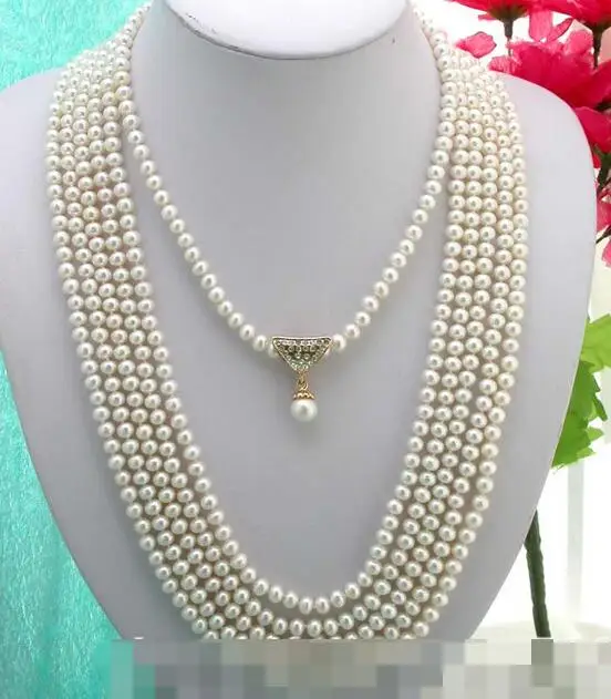 

song voge gem nanJ1948 6strands round white fw pearl necklace pendant magnet clasp