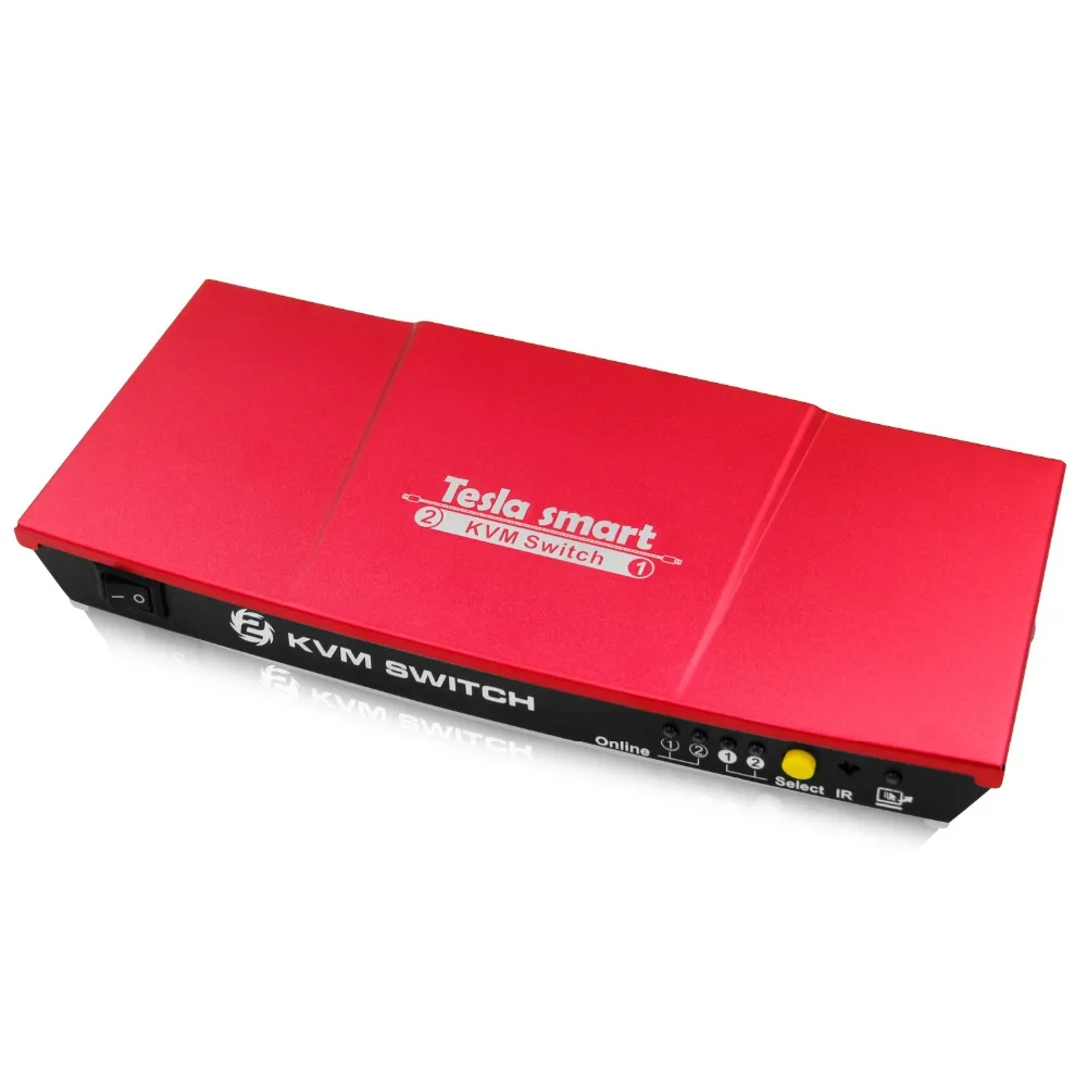 Tesla smart HDMI переключатель высокое качество 2 порта USB KVM с дополнительным USB 2,0 порт Поддержка 4 K* 2 K(3840x2160) красный