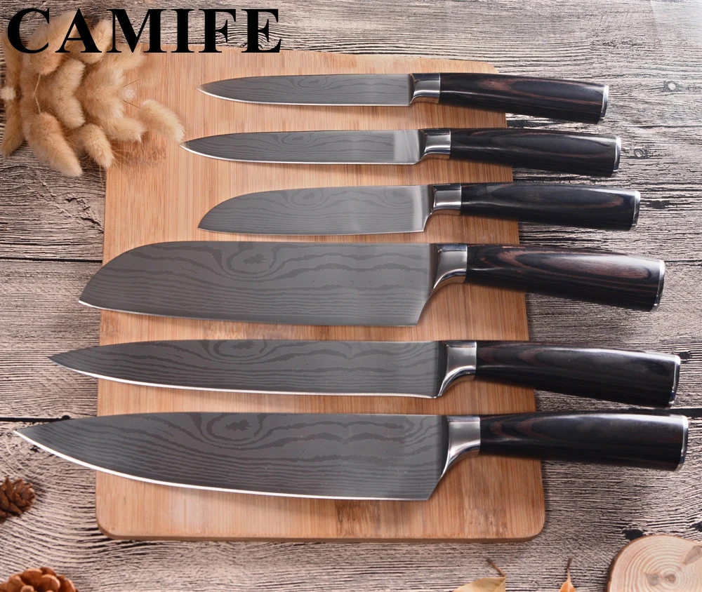 Нож из нержавеющей стали дамасский нож для нарезки овощей фруктов Santoku шеф повар