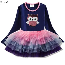 Dxton/платье для девочек с длинными рукавами; Детские платья с героями мультфильмов; Детские платья с рисунками животных; Vestidos; г.; платье принцессы для девочек; осеннее детское платье; LH4592