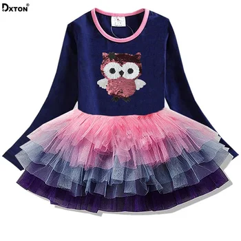 

Dxton Girls Dress Long Sleeve Kids Cartoon Dresses Children Animal Vestidos 2018 Girls Princess Dress Autumn Kids Dress LH4592