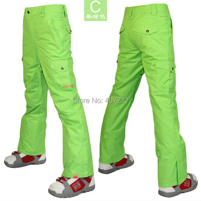 2014 womens green ski pants ladies lime snowboard pants outdoor sports