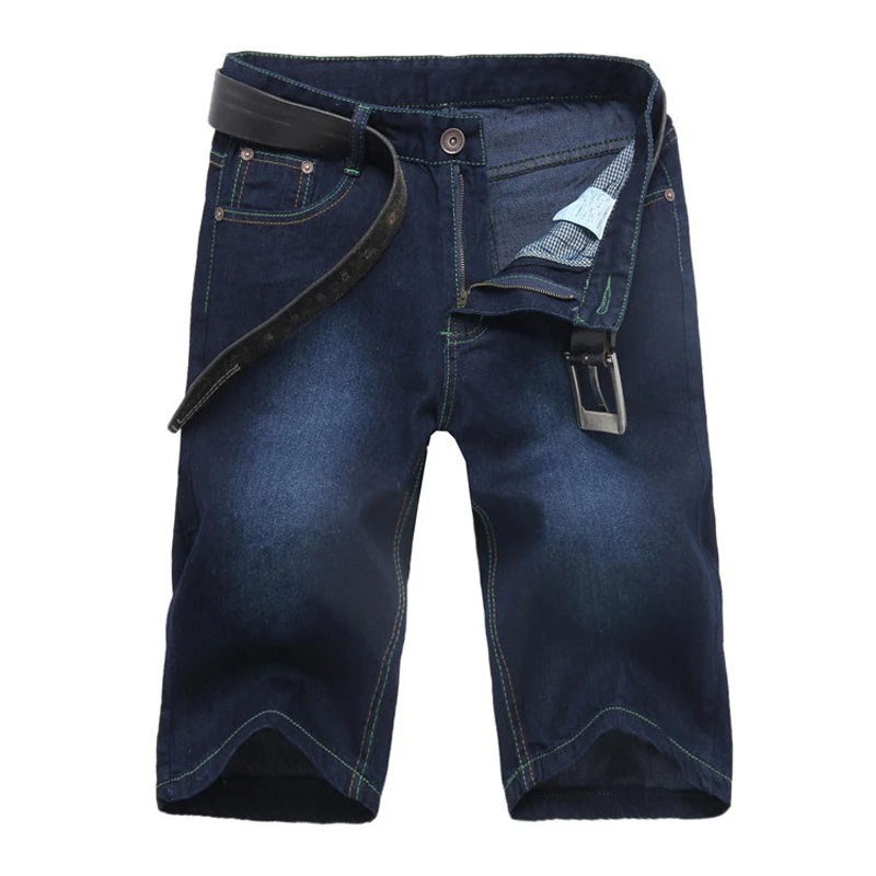 

Straight jeans shorts Men 2017 New fashoin thin male dark color jeans Big Size jeans men Slim short jeans blue free shipping
