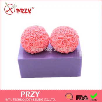 

Roses Hand-baked Cake Ball Silicone Molds Cake Decoration Mold Handmade Soap Mold Candle Valentine's Day 3D Moulds PRZY No.s8008
