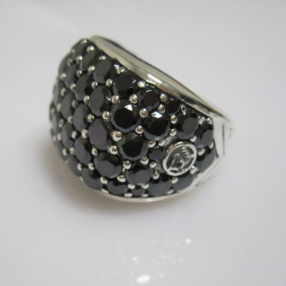 

Solid 925 Silver Men's Jewelry Pave Cognac Diamond Chevron Signet Ring with Black Diamonds Design Jewelry Fine Men Ring