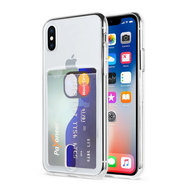YISHANGOU кредитный держатель для карт, прозрачный чехол для iPhone 11 Pro Max 7 8, мягкая задняя крышка из ТПУ для iPhone 6 6S Plus X XR XS Max - Цвет: Clear