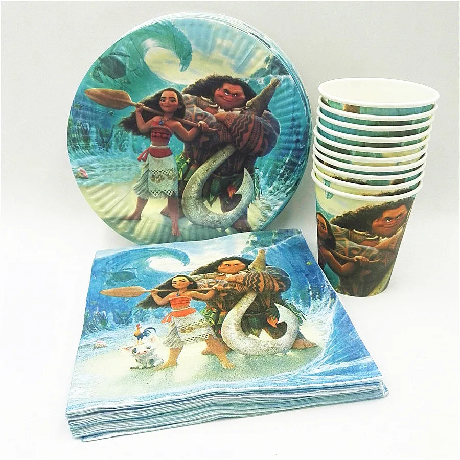 

40pc/set Theme Cup/Plate/Napkin Moana Party Supplies For Kids Event Birthday Party Decorations Moana Birthday Party Favors