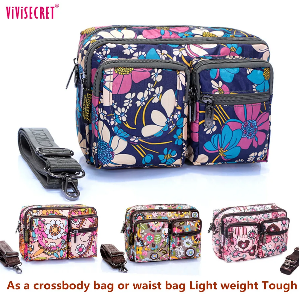 

Women Causal Waterproof Multifunction Nylon Crossbody Messenger Waist belt bag Floral Cartoon Print Travel Bags Pack Purse 2017