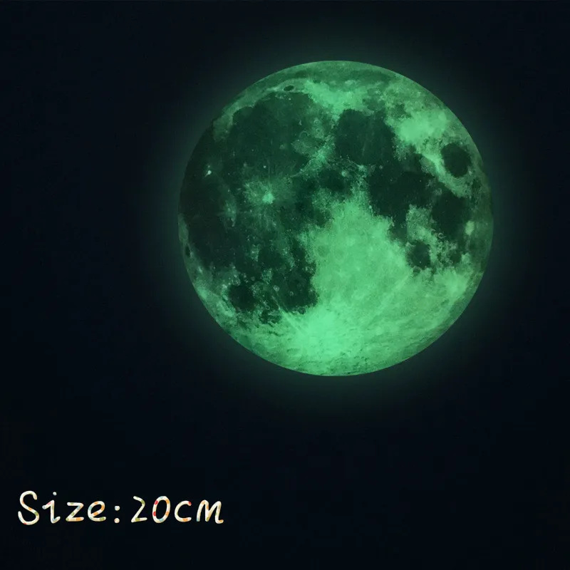 

20cm Luminous Moon Earth Cartoon DIY 3D Wall Stickers for Kids Room Bedroom Glow In The Dark Wall Sticker Home Decor