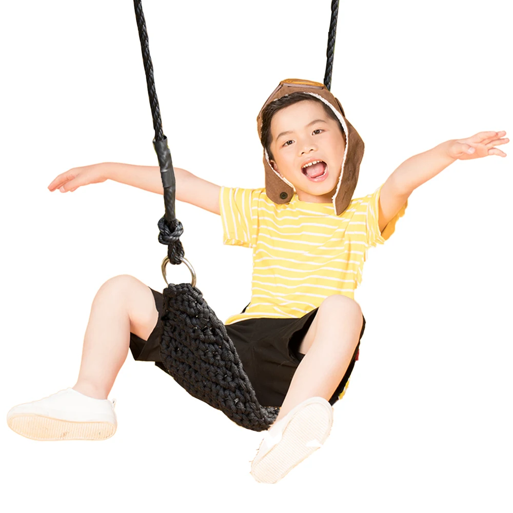 Child Outdoor/indoor Garden Swings For Kids Hand-kitting Swings Seat With Adjustable Ropes Toys Hammock Chair Baby Gifts 4