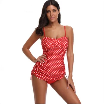 

2018 New Sexy Retro Floral Print Women Swimwear Two Piece Swimsuit Shorts Push up Skirt Female Swim Dress Padded Bathing Suit