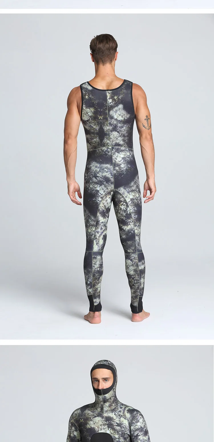 Зимний камуфляж 5 мм из двух частей Мужская одежда для плавания и дайвинга Водонепроницаемая теплая одежда оптом