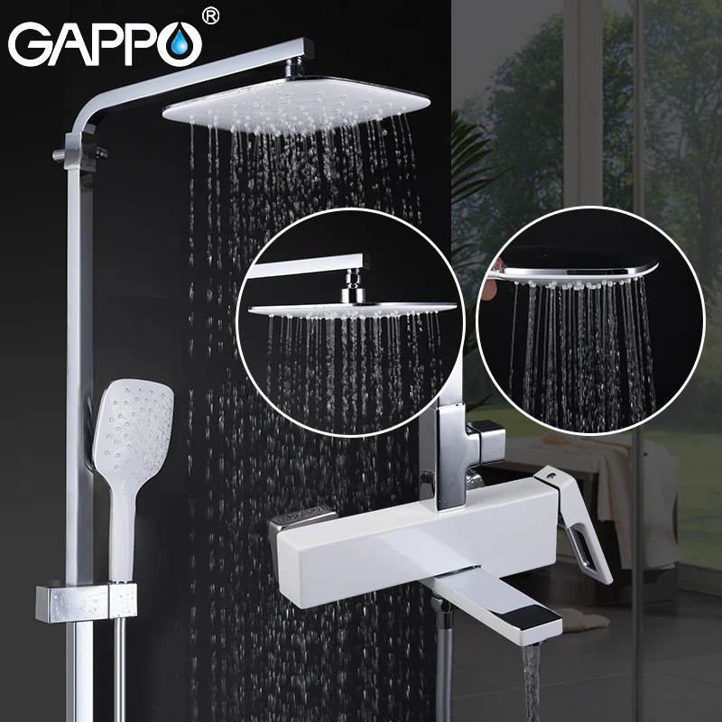 GAPPO صنبور حوض استحمام الأبيض اللون النحاس الحمام حمام دش خلاط مجموعة شلال دش رئيس حوض الصنابير