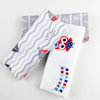 

New DIY Patchwork Quilting Tissue Handwork Cloth Sewing Baby Sheet Dress Home Textile Gray Owl Sea anchor ship Cotton Fabric