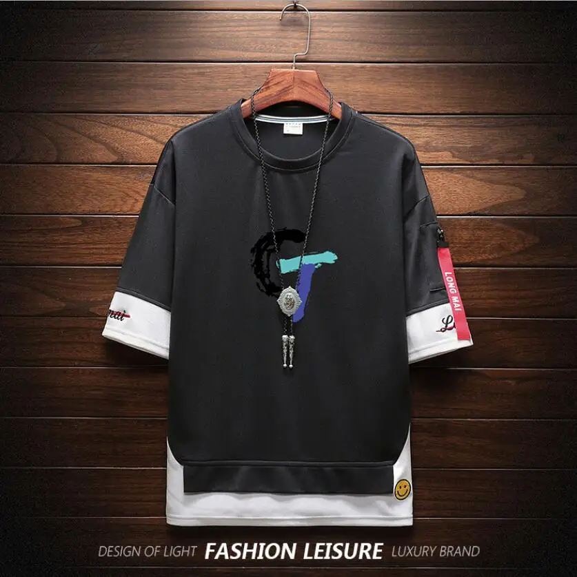 

2019 new youth round neck T-shirt men summer short sleeve t shirt loose large size M-4XL tshirt man