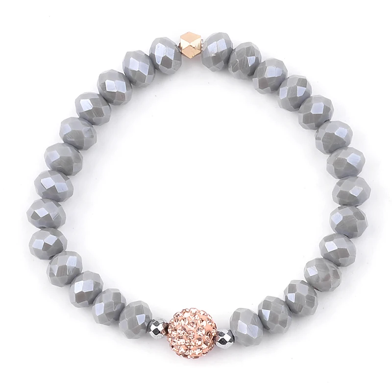 BOJIU 5 Pcs/Set Trendy Faceted Crystal Bracelets For Women Gold Rose Gold Gray Bead Multilayer Bracelets Femme Jewelry BCSET235