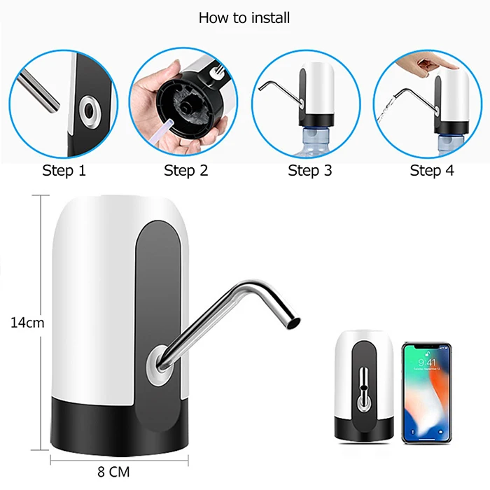 Transhome Electric Water Pump For Bottle USB cable Electric Drinking Water Pumps Creative Drinking Bottle Switch With Led Light  (11)