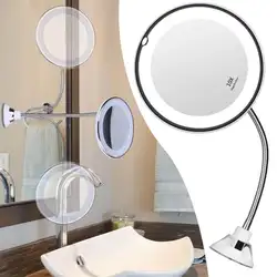 Зеркало для макияжа 10X увеличительный, светодиодный ванная комната сильная присоска 360 градусов Поворотный Макияж Зеркало espejo de