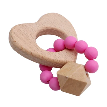 

New Baby Bracelet Animal Shaped Jewelry Teething For Baby Organic Wooden Silicone Beads Baby Rattle Stroller Accessories Toys