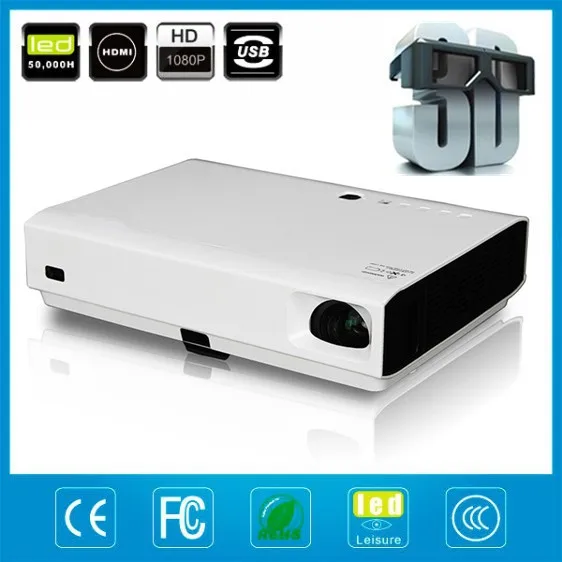 Роскошный супер яркий дневной свет умный Wi Fi 3LED DLP 3D проектор PTP100S (Новый)|projector