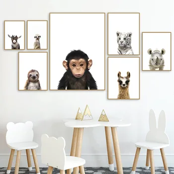 

Alpaca Tiger Monkey Wall Art Canvas Painting Nordic Posters And Prints Animal Wall Pictures kids Baby Room Scandinavian Decor