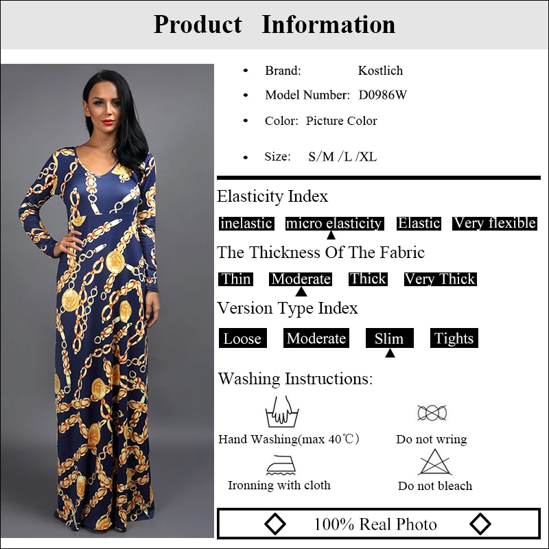 Kostlich 2017 Autumn Women Dress Sexy Metal Chain Print Women Long Sleeve Dresses Bodycon Evening Nightclub Ladies Dresses (1)