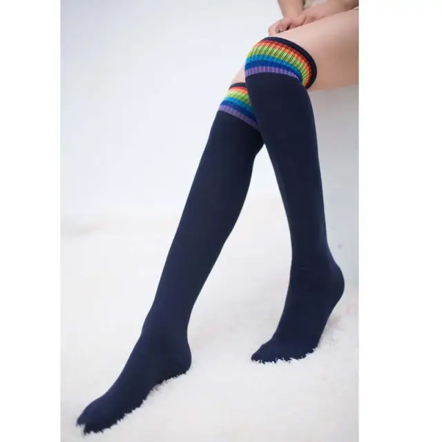 Hot Women Winter Warm Cable Long Boot Sokken Over Knee Thigh High Hot Women Winter Warm Cable Long Boot Sokken Over Knee Thigh High Stockings Beautiful Rainbow Patterns