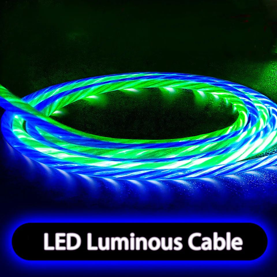 

LED Luminous Flowing USB Charging Cable For Samsung Galaxy A3/A5/A7 2017/2016 Huawei P20/Mate 10/Pro Honor 9 Lite Charger Cabel