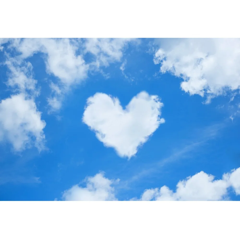 

Laeacco Blue Sky Love Heart Cloudy Wallpaper Party Decor Baby Scenic Photographic Backgrounds Photo Backdrops Photo Studio