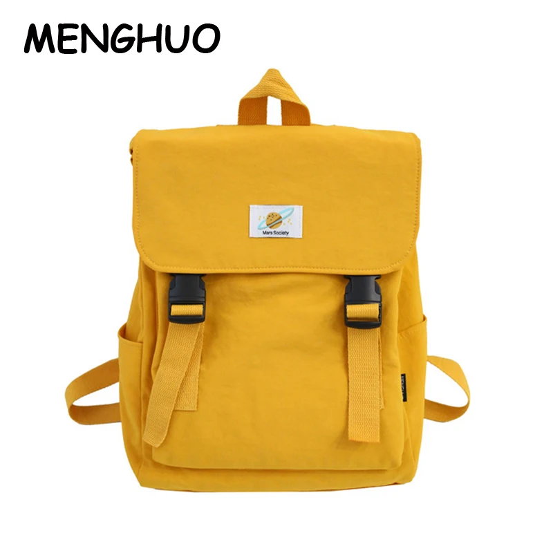 

Menghuo Nylon Double Buckle Girls Backpack Bag New Personality Fashion Student Bag Casual Wild Travel Women Backpack Bag