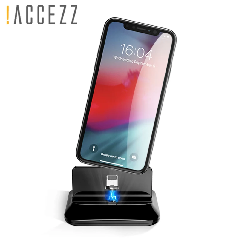 

!ACCEZZ Magnetic Charger Holder 8 Pin For iphone 8 X 7 Plus XS MAX XR Desktop Fast Charging Android Type C Micro USB For Samsung