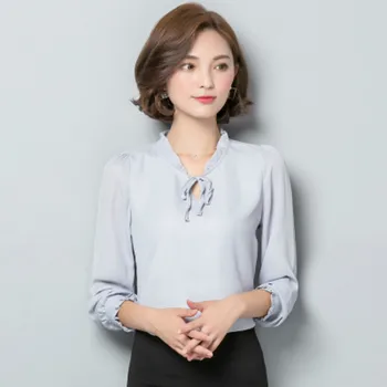 

Sweet Chiffon Shirt Women Blouses Casual Plus Size Long Sleeve O Neck Loose Tops Shirts Fashion Brand Blouses Woman Summer 2018