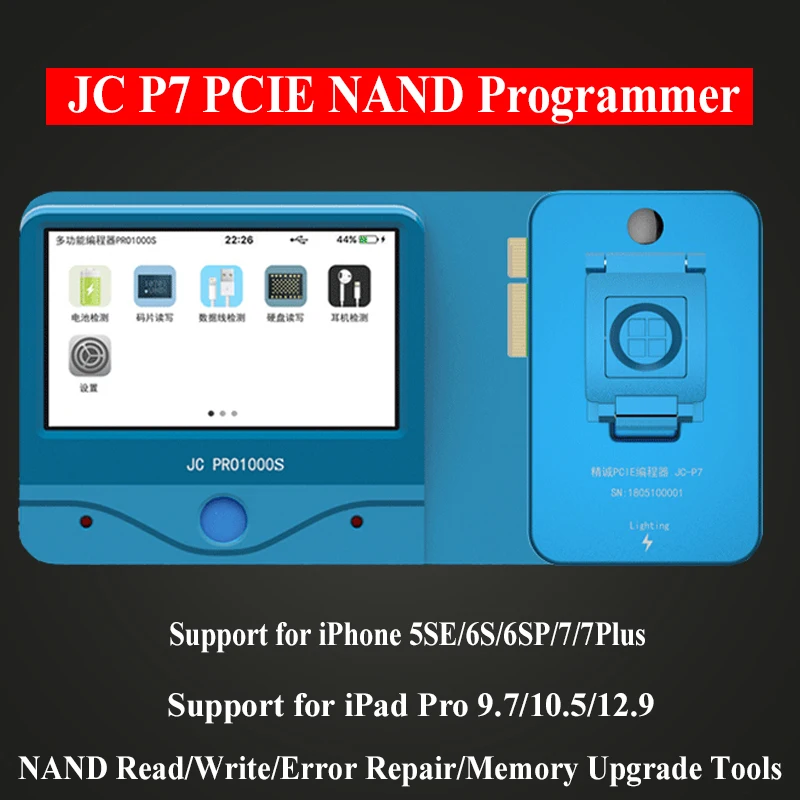 

Jc Pro1000s Jc P7 Nand Read Write Error Remove Pcie Nand Programmer For Iphone 7p 7 6sp 6s 5se Ipad Pro Phone Repair Tools
