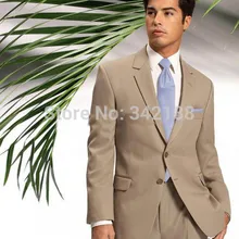 / индивидуальный заказ две кнопки Бежевый смокинг жениха/тупые лацкан лучшие мужские для шаферов мужские свадебные костюмы/Лучший мужской костюм