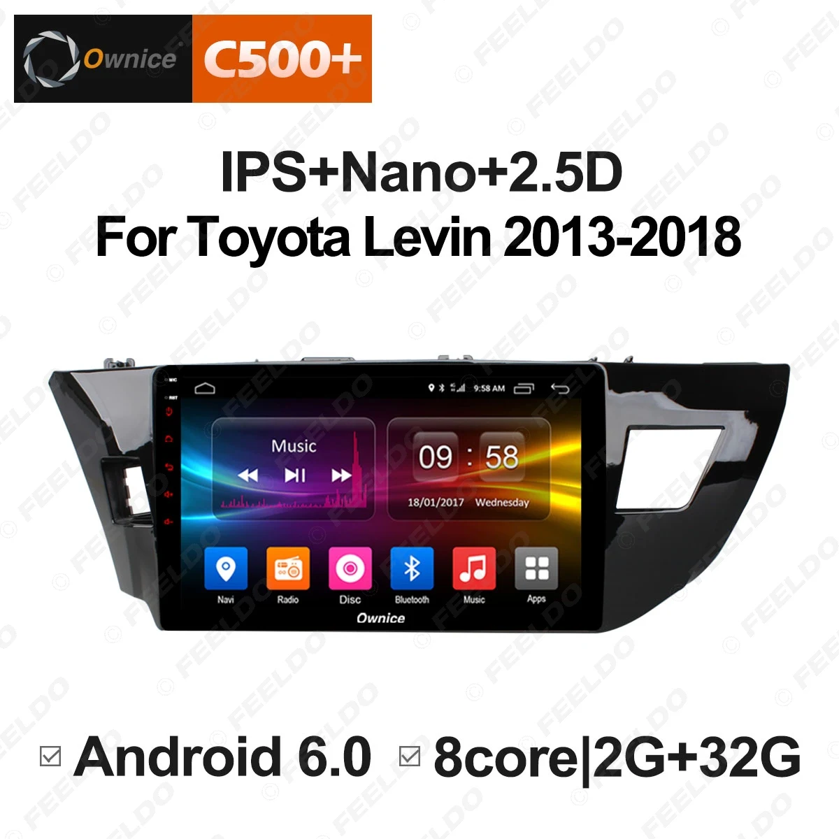 Sale FEELDO  10.1 " 2.5D Nano IPS Screen Android 6.0 Octa Core/DDR3 2G/32G/4G LTE Car Media Player With GPS/FM For Toyota  Levin 2